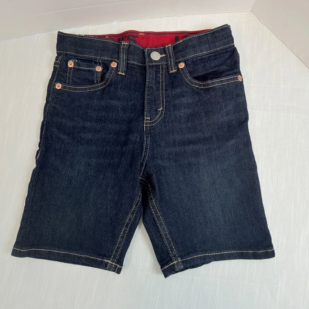 Levi's 511 Slim Fit Denim Shorts Kids Size 6/7 Dark Wash Excellent Adjustable